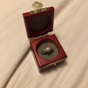 Halo Engagement Ring and Wedding Band